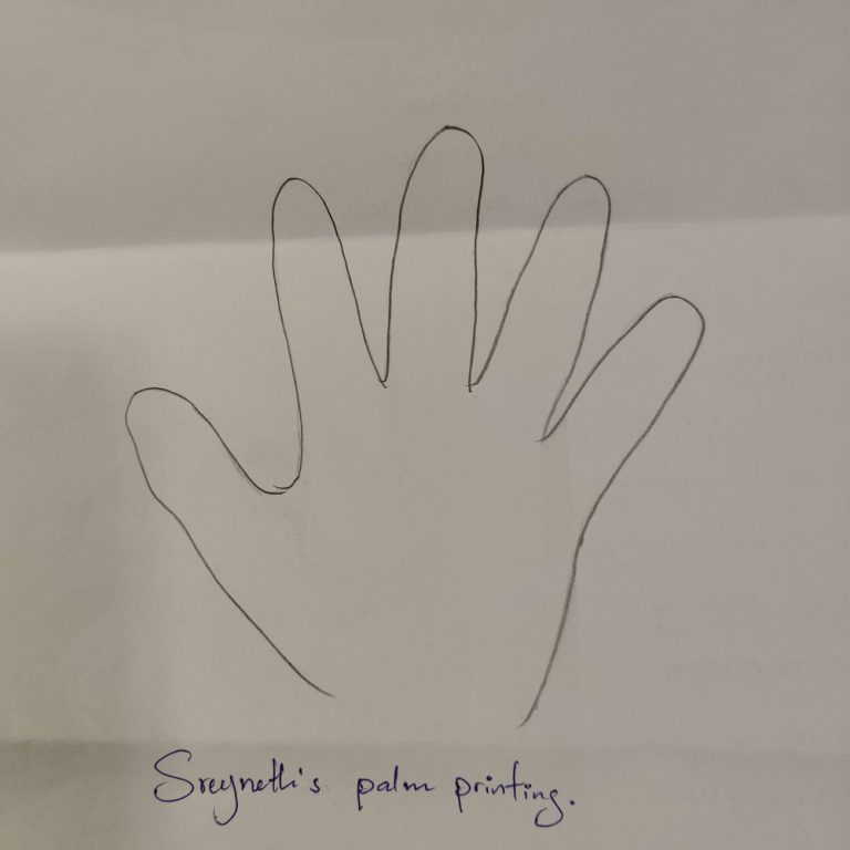 En ritning på Cheas hand